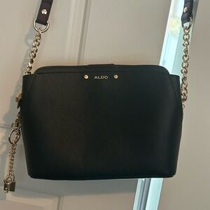 Aldo Black Crossbody Bag with Chain Strap and Minimalist Design
